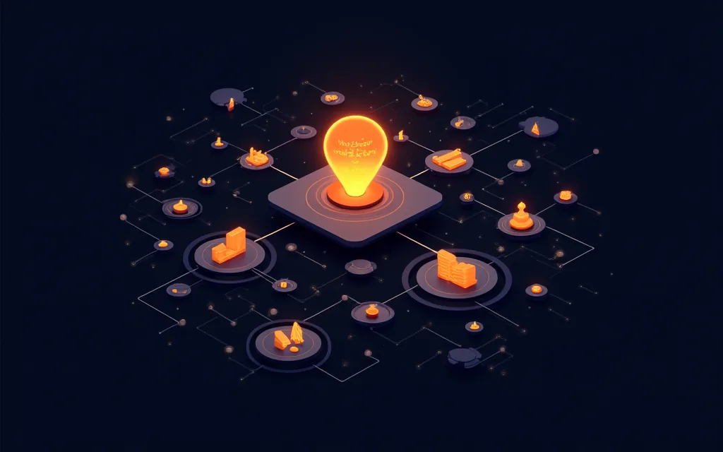 AI search visibility illustration showing brand entities, citations, backlinks, and search discovery signals.