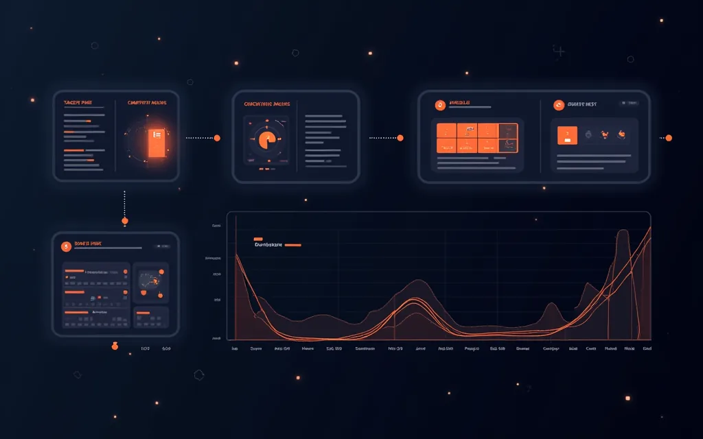 Backlink campaign workflow showing target page selection, competitor gap analysis, anchor planning, link velocity, and reporting.